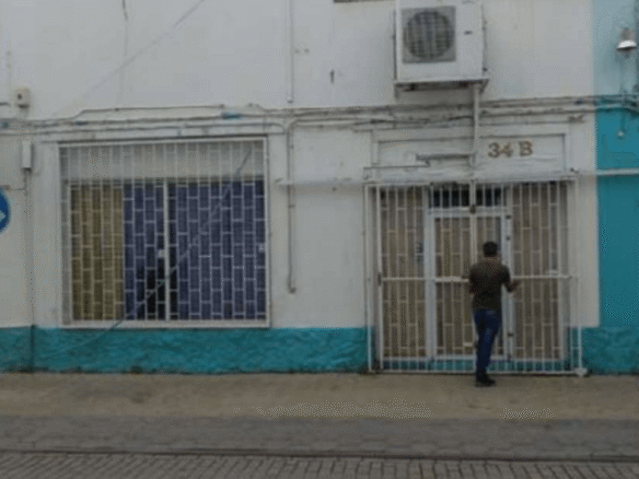 commercial building 34-B exterior entrance security gate