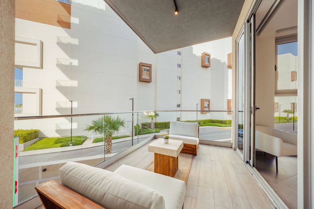 Oceanfront balcony view from Reef 2B condo The Reef Aruba