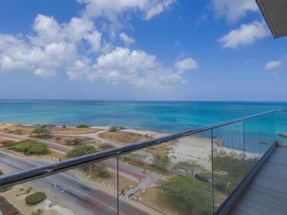 Ocean and coastline view from Reef Residences PHA penthouse overlooking Eagle Beach Aruba