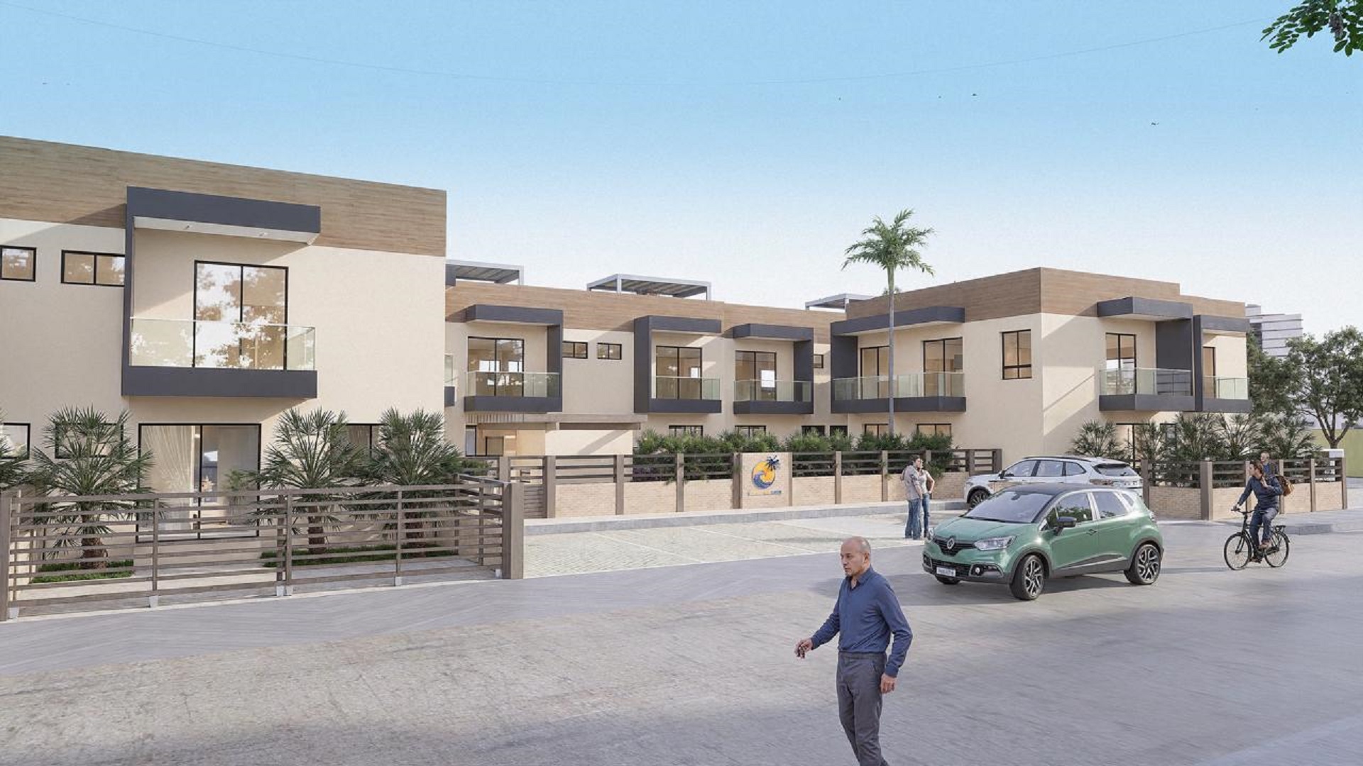 Community streetscape rendering of Summerside III townhouse with modern façades and landscaped sidewalks