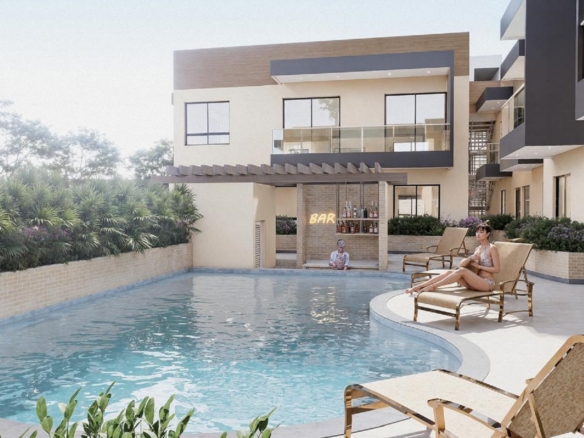 Front exterior rendering of Summerside III townhouse with modern façade and gated entrance