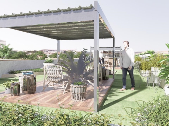 Rooftop mini golf and recreation area at Summerside III townhouse community