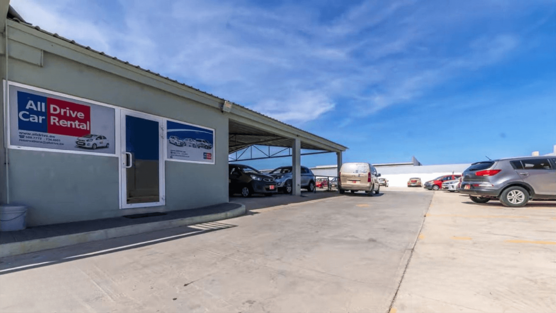 Front office entrance area at the Commercial Office Space for Rent at Schotlandstraat 77-A Aruba with covered parking and vehicle access.