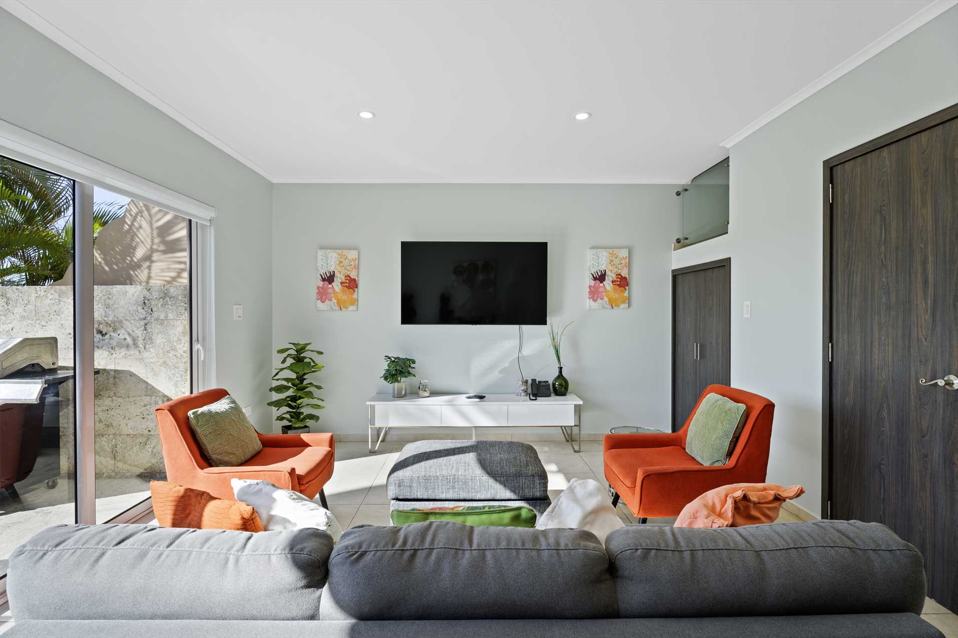 Living room of the 2-bedroom townhouse at LeVent, Eagle Beach, Aruba